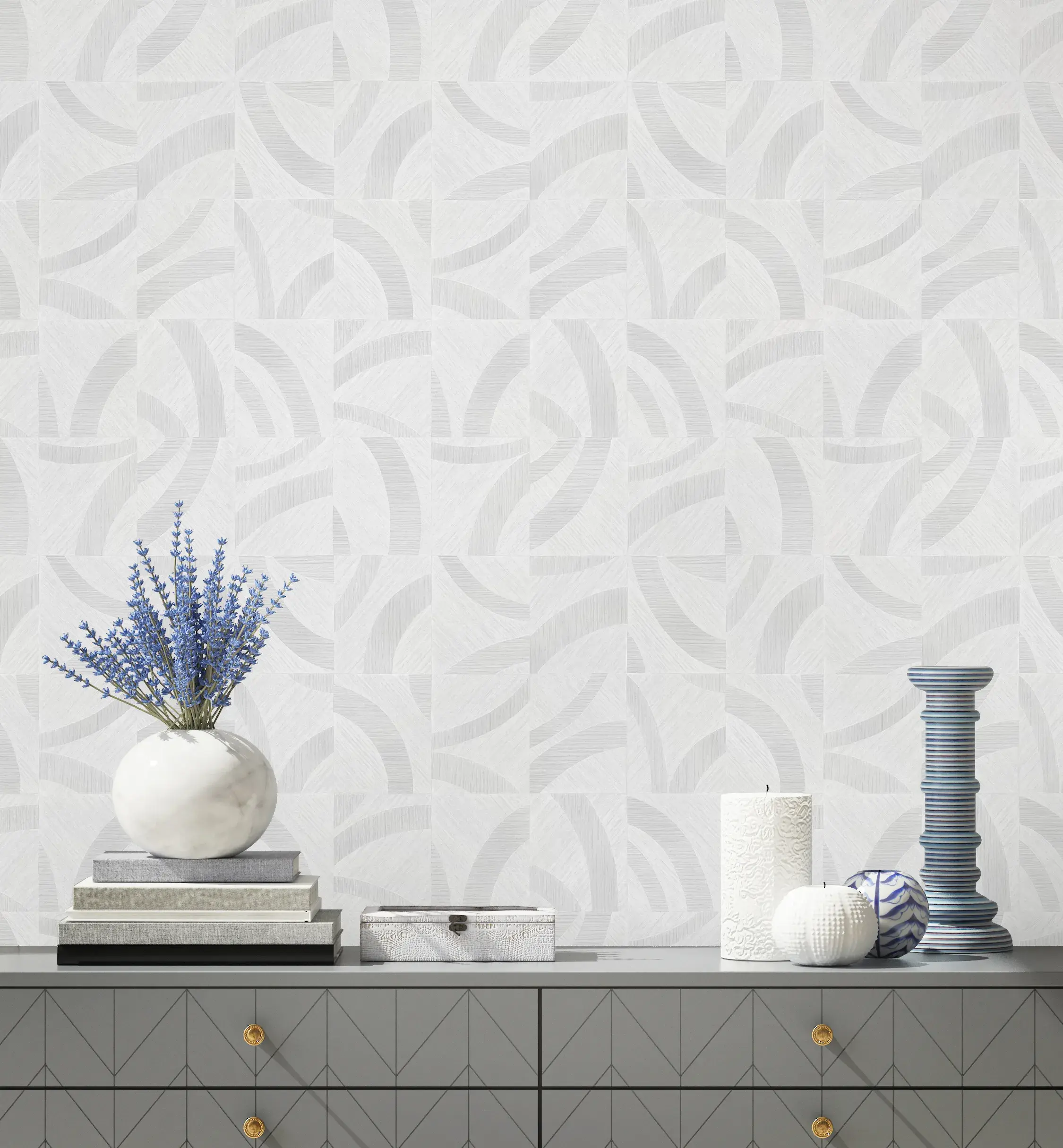 White Embossed Wallpaper – Neutral Glow (24101-1)